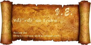 Vöröss Endre névjegykártya